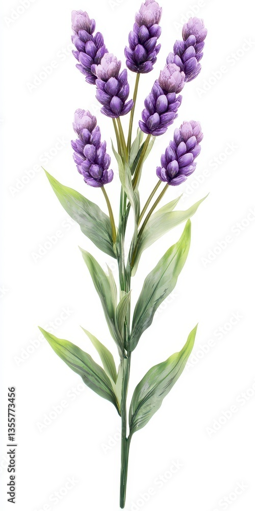Naklejka premium Purple Lavender Floral Stem