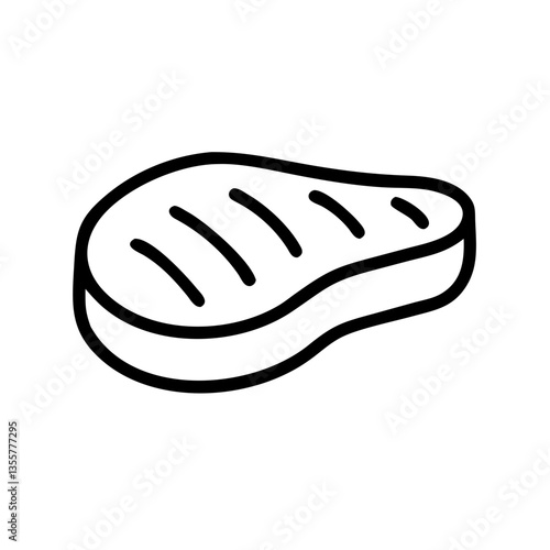 meat, grilled steak outline icon, isolated vector illustration
