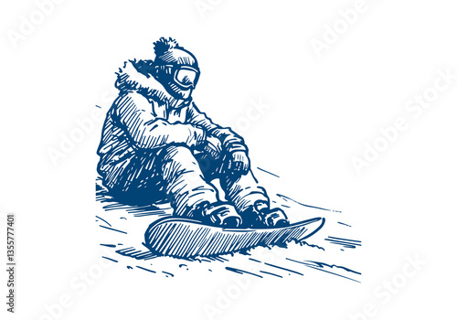 Snowboarder hand drawn sketch vector illustration