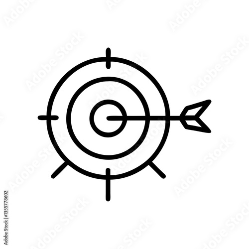 Archery Target with Arrow Hitting Center in Minimalist Style  