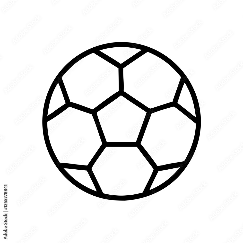Black outline soccer ball icon on white background Black outline soccer ball icon on white background