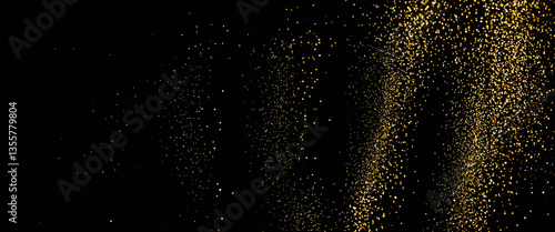 gold glitter falling on bla...