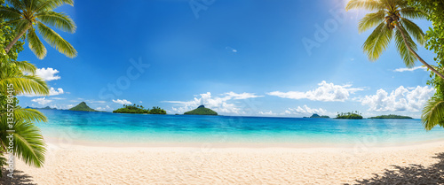 tropical beach panorama wit...