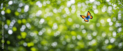 butterfly in bokeh green fo...