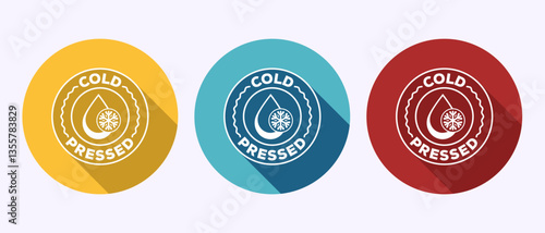 Cold pressed icon design, Cold pressed label badge logo design in shadow button design