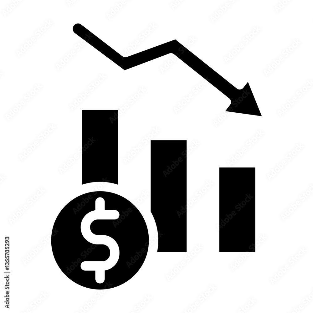 Revenue Decline Vector Glyph Icon Design Revenue Decline Vector Glyph Icon Design