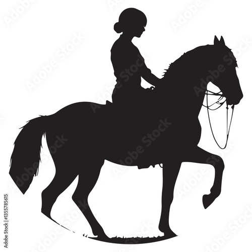 "Silhouette of a Woman Riding a Horse – Elegant Equestrian Scene"