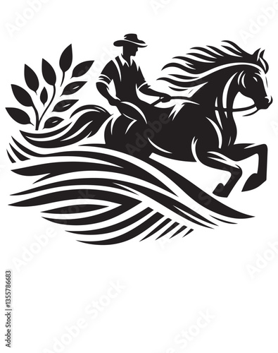 "Silhouette of a Woman Riding a Horse – Elegant Equestrian Scene"