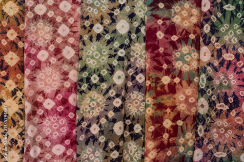 Various kinds of jumputan fabric motifs, kain jumputan  is one of the typical fabrics of Palembang