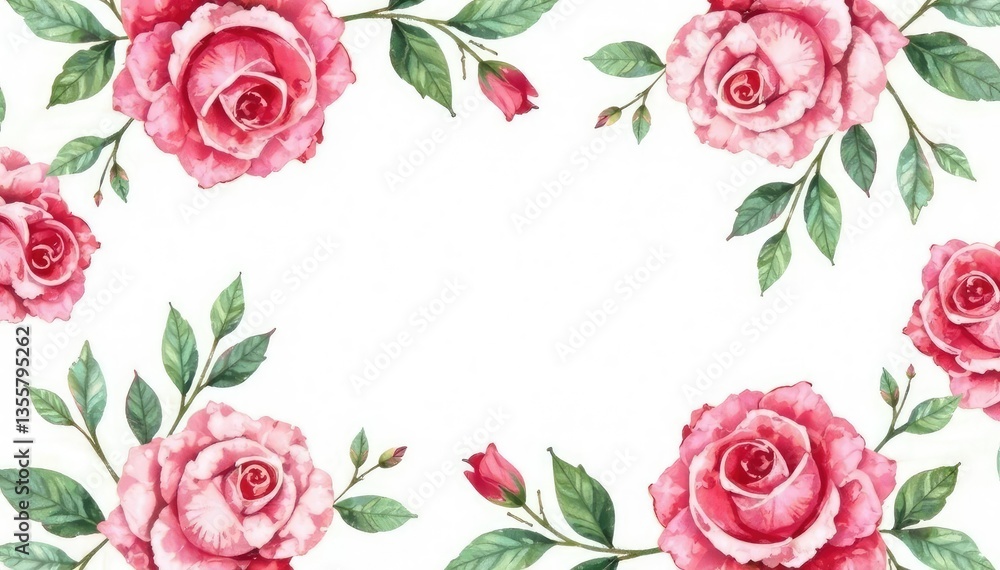 Delicate watercolor roses & leaves, repeating pattern, pattern, summer, repeat Delicate watercolor roses & leaves, repeating pattern, pattern, summer, repeat
