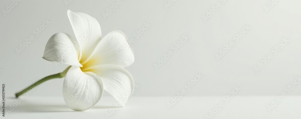 White flower in isolation on a neutral surface, simple, elegant White flower in isolation on a neutral surface, simple, elegant