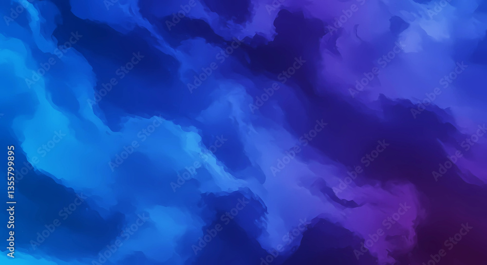 Naklejka premium Abstract blue and purple nebula cloud like background art