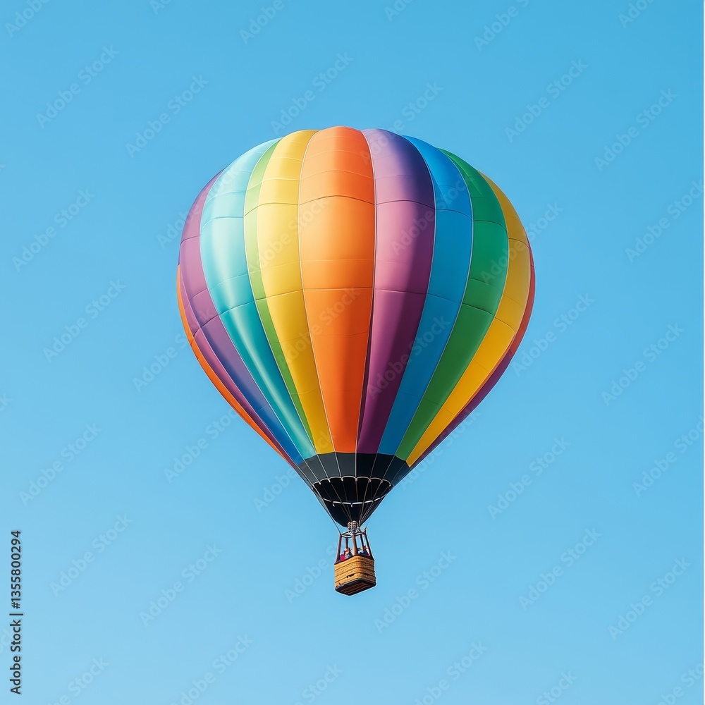 Fototapeta premium Colorful Hot Air Balloon Floating in a Clear Blue Sky