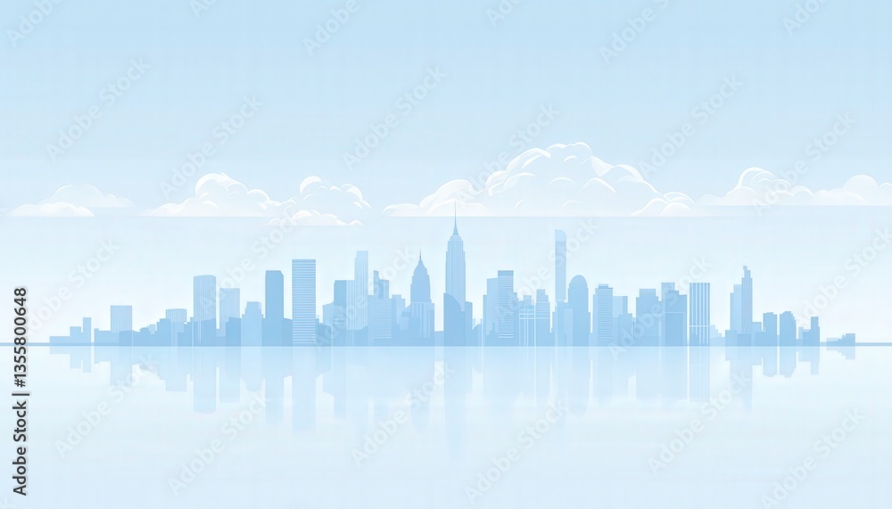 Fototapeta premium NYC Skyline Silhouette Calm Day Reflection