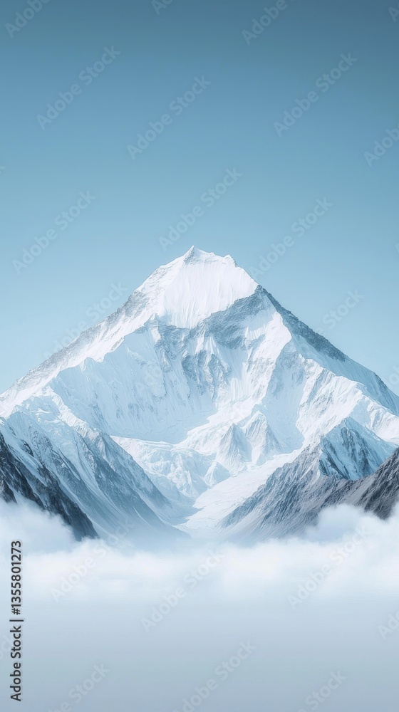 Obraz premium Majestic Snow-Capped Mountain Peaks Serene Landscape Nature Photography Breathtaking Environment Clear View Tranquil Beauty