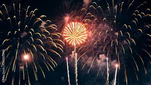 Colorful fireworks illuminate the night sky during a festive celebration in a vibrant display of light and sound