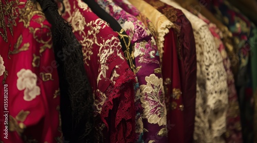 Colorful Traditional Garments Hanging in Couture Fashion Display