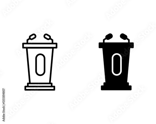 Stage Podium with Microphones icon isolated on transparent background