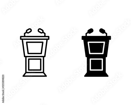 Stage Podium with Microphones icon isolated on transparent background