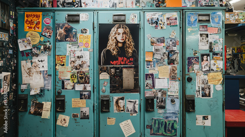 Personalized High School Lockers with Stickers, Photos, and Notes in Creative Collage