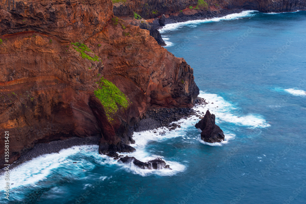 Big storm waves in Porto Moniz, on the Madeira Atlantic coastline