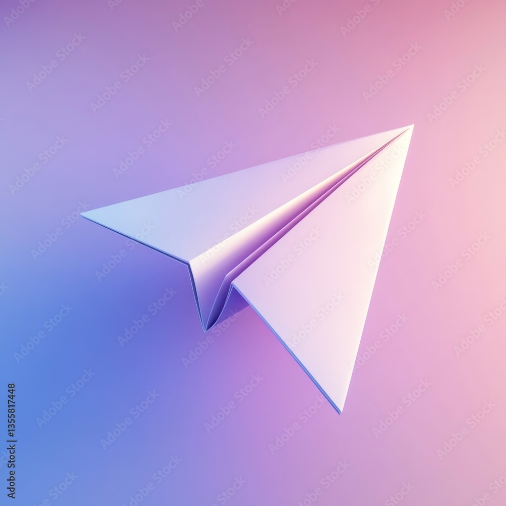 Sleek 3D Rendered Paper Plane Icon in Soft Gradient Background Sleek 3D Rendered Paper Plane Icon in Soft Gradient Background