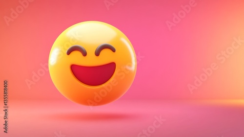 Wallpaper Mural Cute and Playful Single Smiling Emoji on Pink Background in 3D Torontodigital.ca