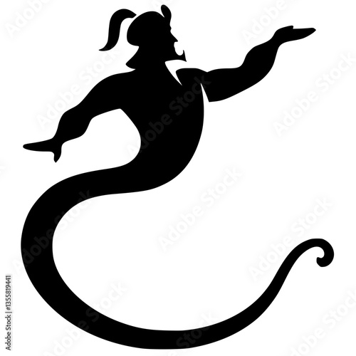 Aladdin's lamp genie silhouette