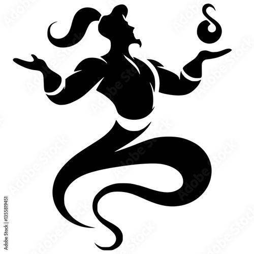 Aladdin's lamp genie silhouette
