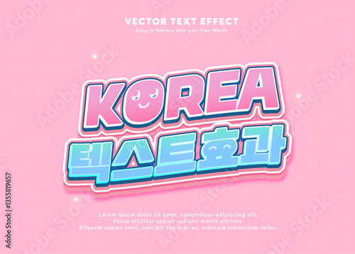 Editable text effect Korean Movie - Drama 3d cartoon template style premium vector.Free vector text effect editable modern lettering typography font style	