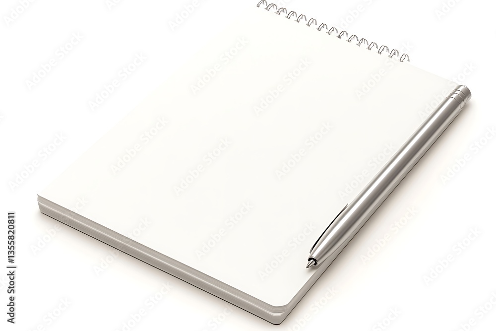 Blank Notepad with Pen Ready for Writing or Sketching Idea Blank Notepad with Pen Ready for Writing or Sketching Idea