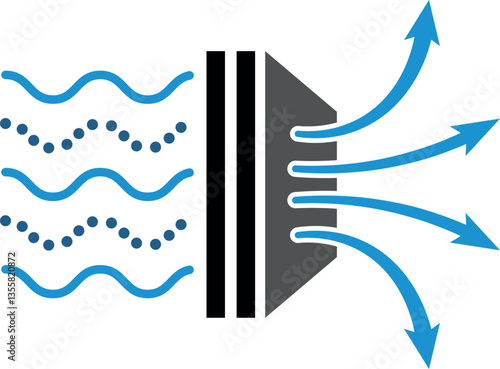 Air Purifier and Air Filter Icon. Solid Particle Filter, Dust Cleaner, HEPA Filtration, Allergen Remover, Vector Illustration