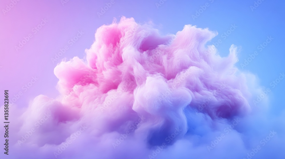 Fototapeta premium A vibrant, ethereal cloud formation in soft pinks and blues. A swirling, fluffy mass of pastel hues