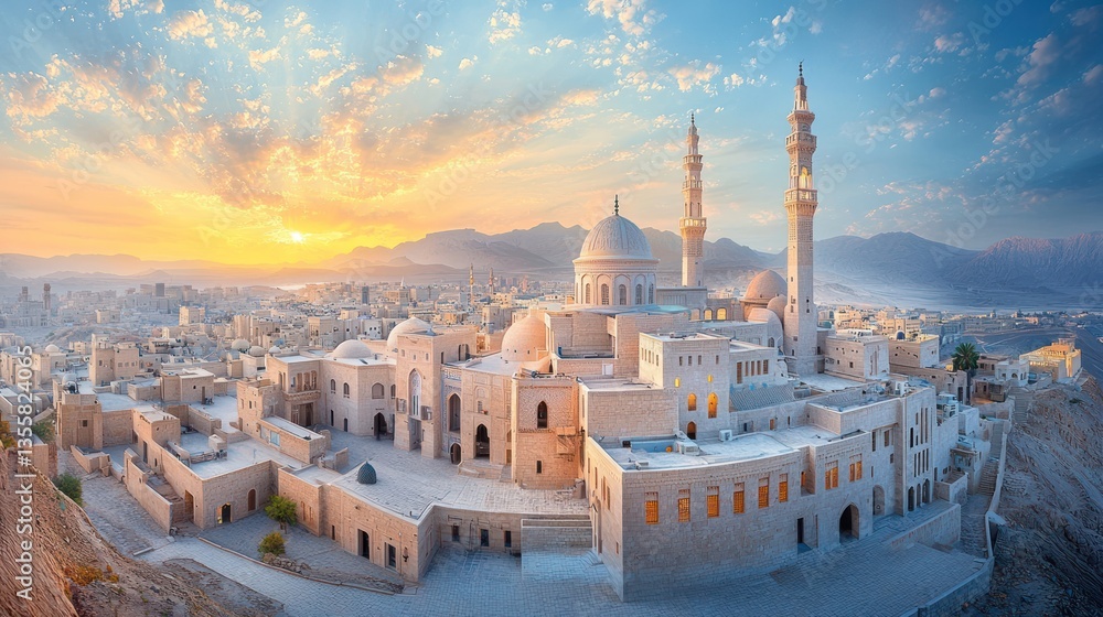Naklejka premium Ancient city at dawn (1)