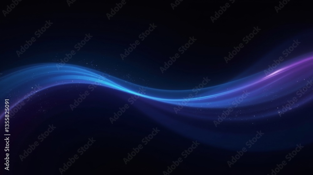 Abstract wave of vibrant purple and blue light against a dark background, evoking a sense of motion and energy. Ideal for tech, science, and futuristic designs. Abstract wave of vibrant purple and blue light against a dark background, evoking a sense of motion and energy. Ideal for tech, science, and futuristic designs.