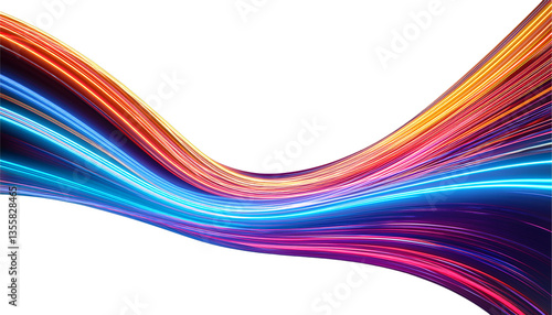 Dynamic Light Trails: Vibrant streaks of light, a fusion of colors, create an abstract flowing wave pattern. A visual representation of speed and energy.