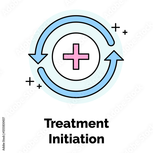 Treatment Initiation Icon. Start Dental Care Symbol. Illustration for Beginning Orthodontic Treatment Concept.