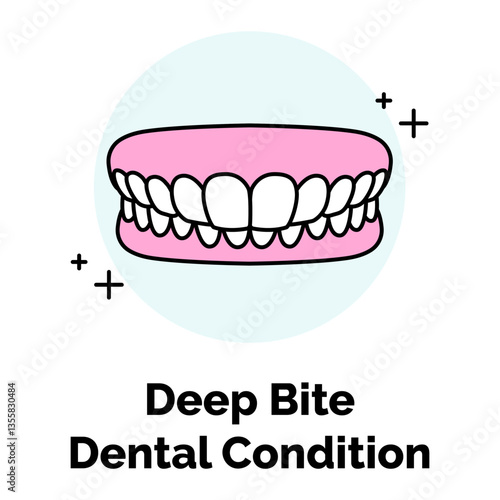Deep Bite Dental Condition Icon. Overbite Symbol. Illustration for Dental Malocclusion Concept.