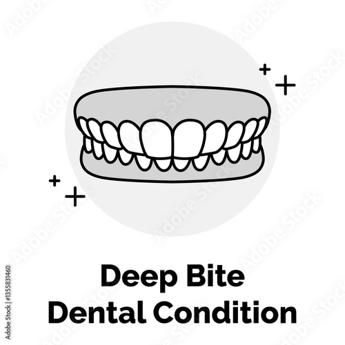 Deep Bite Dental Condition Icon. Overbite Symbol. Illustration for Dental Malocclusion Concept.