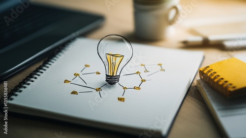 Creative Strategic Mind Map for Startup Ideas in Notepad