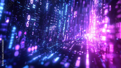 Wallpaper Mural Futuristic Digital Space Abstract Background with Blue and Purple Elements Torontodigital.ca