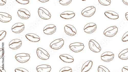Coffee beans seamless pattern background. Coffee beans wallpaper. Coffee beans illustration pattern. Coffee beans background. Perfect for fabrics, textile, wallpaper, and decor