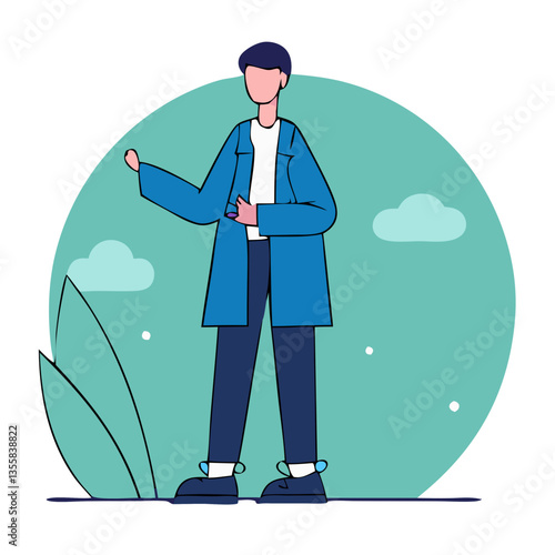 Minimalist Illustration of a Person Sitting Outdoors