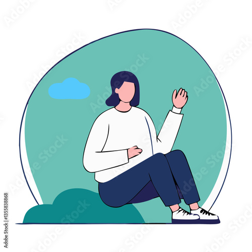 Minimalist Illustration of a Person Sitting Outdoors