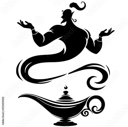 Aladdin's lamp genie silhouette