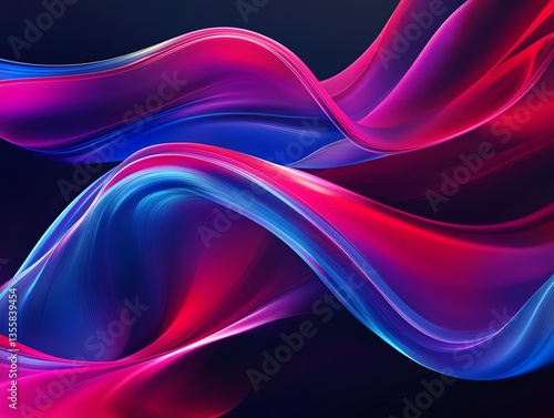 Wallpaper Mural Smooth waves of neon red and electric blue blend seamlessly against a dark background, creating a futuristic and fluid HD design Torontodigital.ca