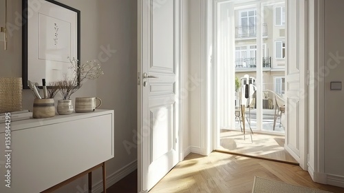 Wallpaper Mural Minimalist aesthetic console table in stylish interior modern apartment architectural photography bright view Torontodigital.ca