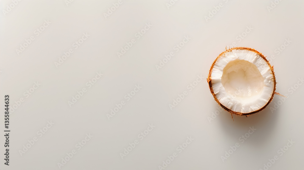 Fototapeta premium A small piece of coconut is sitting on a white background