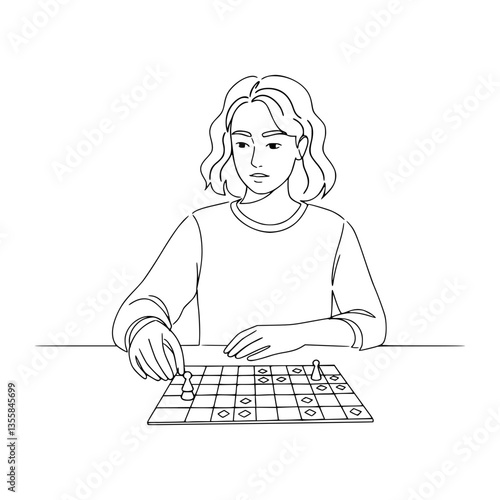 Board Game Pose Line Art: Capture Family Fun with Minimalist Lines