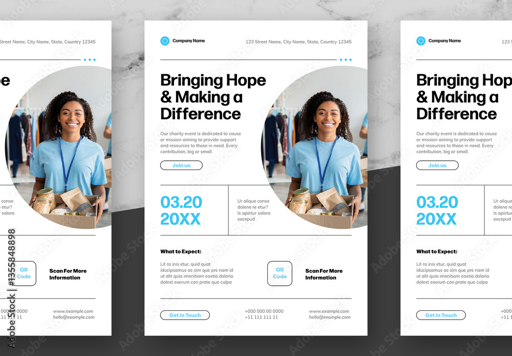 Blue And Black Event Flyer Stock Template | Adobe Stock